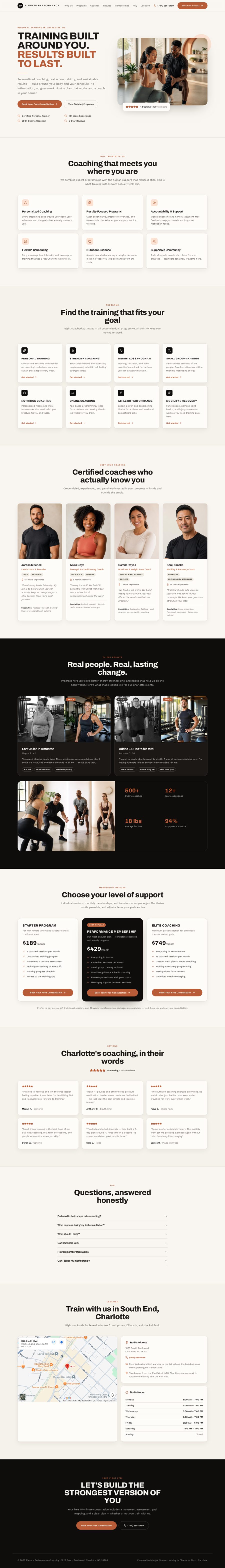 Preview of the Personal Trainer page