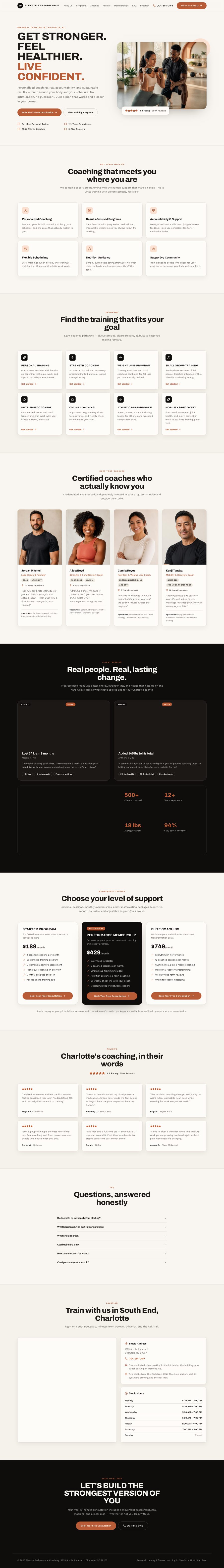 Preview of the Personal Trainer page