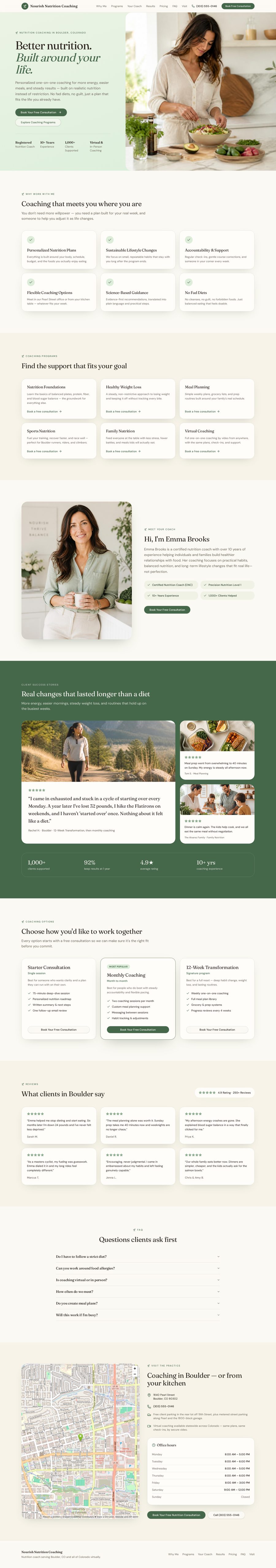 Preview of the Nutrition Coaching page