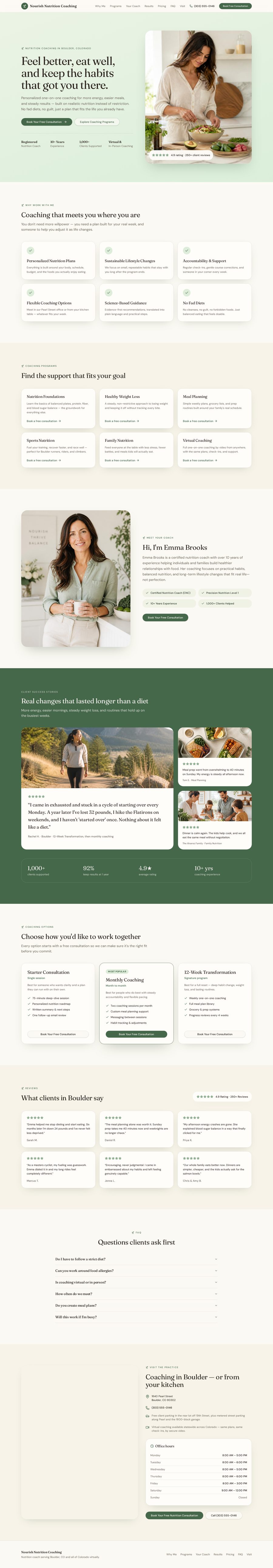 Preview of the Nutrition Coaching page
